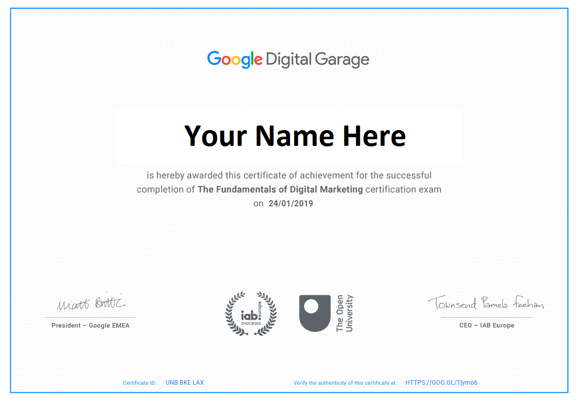 Google Digital Garage Certificate