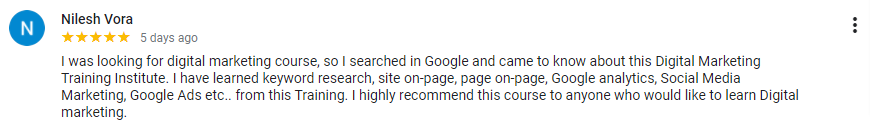 Nilesh Vora’s Google Review