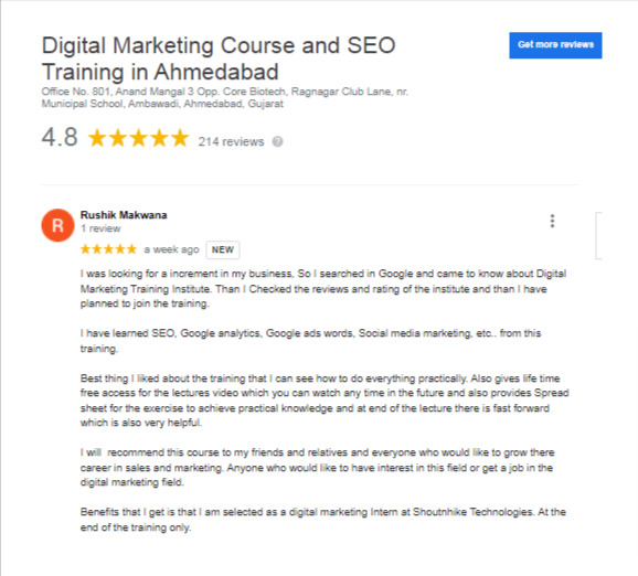 Rushik Makwana’s Google Review